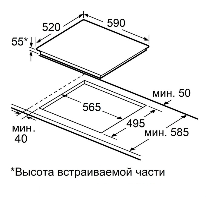 Схема встраивания Maunfeld CVI594SB2BKA Inverter